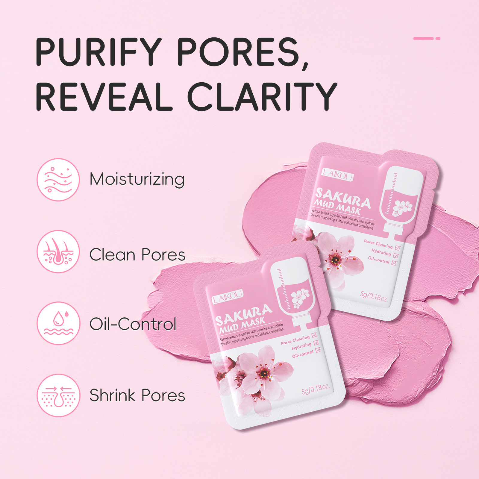 Laikou Sakura Clay Mask Trial  - Dust Mask Construction ulasan dan harga