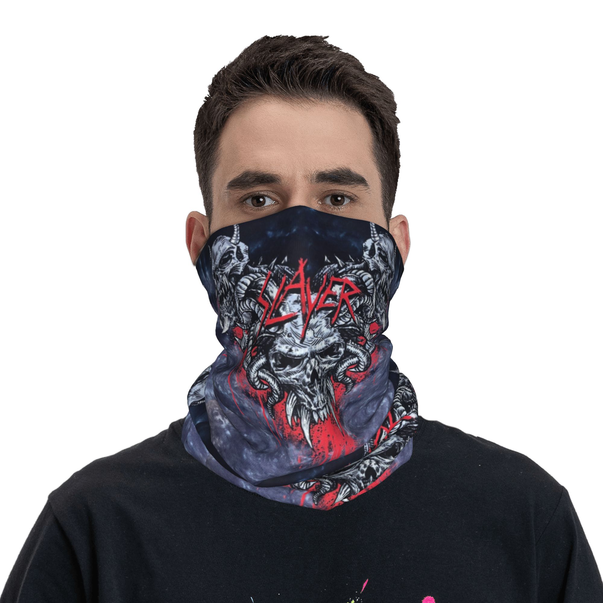 Custom Heavy Metal Rock  Slaye - Neck Gaiter Face Cover ulasan dan harga