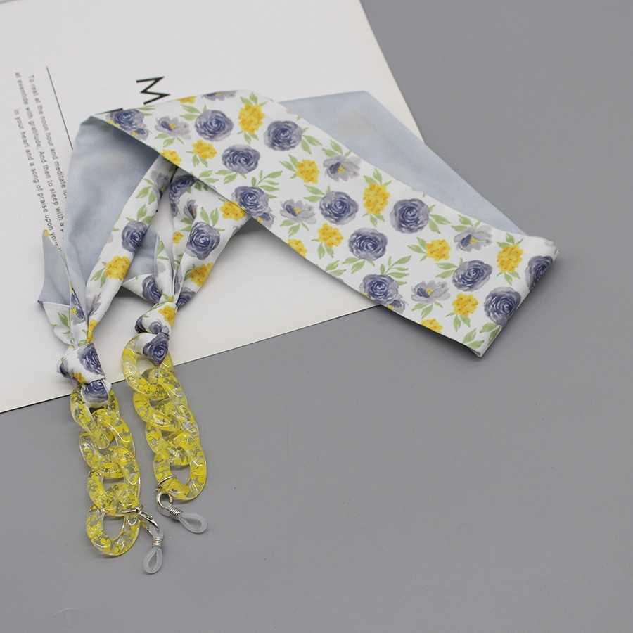 Bohemia Print Silk Scarf Glass - Mask Chain Holder ulasan dan harga